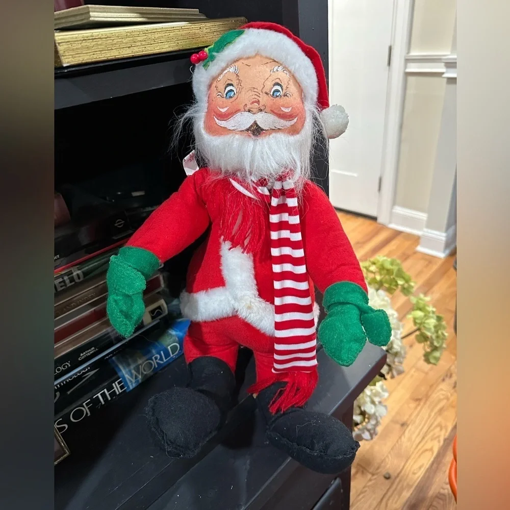 Vintage Annalee Santa Claus 12” 1967 Tag USA Hand Painted Face Christmas Doll